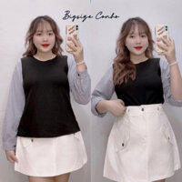 Áo Sơ Mi Tiểu Thư Kẻ Sọc Tay Dài Bigsize Nữ Trẻ Trung Phối 2 Màu Vải Nỉ Tăm Co Giãn SM137