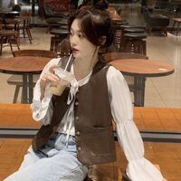 Áo Sơ Mi Tiểu Thư Tay Bèo Phối Gile Da [Freesize Dưới 56kg ]