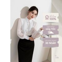 Áo sơ mi tơ cổ đức tay măng sec TIINSTORE AHD797