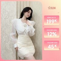 Áo Sơ Mi Tơ ELENA Thiết Kế Cổ Bèo Đính Hoa Kiểu Dáng Sanh Chảnh Tiểu Thư Hàn Quốc A24