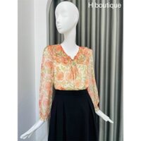 Áo sơ mi tơ hoa 2 lớp tay dài bồng,cổ lá.thiết kế phối hoa trẻ trung năng động,vải mềm mát ANN_Official