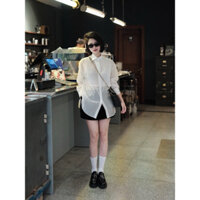 Áo sơ mi tơ xếp li ngực new tag mua giá gốc 550 áp mã shope còn 495