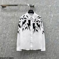 Áo Sơ Mi Trắng Barret cao cấp họa tiết in hình tia sét cực đẹp new2024