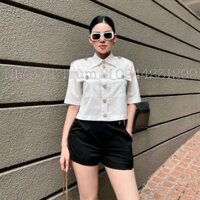 Áo Sơ Mi Trắng Dáng Croptop Đính Khuy HN09