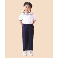 Áo sơ mi trắng đồng phục học sinh nữ tay bèo, xinh- đẹp - rẻ, áo đi học cho bé gái cấp 1, cấp 2 - Jadiny