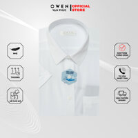 Áo Sơ Mi Trắng Nam Cộc Tay OWEN AB230320NT Kiểu Dáng Body Fit Chất Liệu Nano
