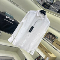 Áo sơ mi trắng nam dài tay PB lụa nến thêu chữ kí Đôn Chề logo vương miện kim tuyến cổ và ống tay SM202P