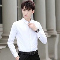 Áo Sơ Mi Trắng Nam Dài Tay Không Sắt Kinh Doanh Chuyên Nghiệp Hình Thức Mùa Thu Xanh Đen Áo Sơ Mi Nam plus Kích Thước Thác