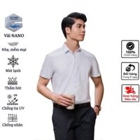 Áo sơ mi trắng nam ngắn tay OWEN somi công sở vải Nano cao cấp màu trắng trơn dáng suông tà bằng có túi