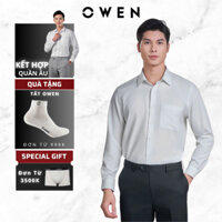 Áo sơ mi trắng nam Owen có túi dáng Regular Fit vừa vặn thoải mái, vải sồi mềm mịn AR240100D