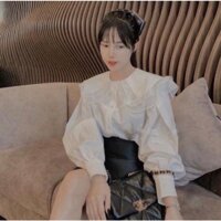 Áo sơ mi trắng nữ cổ sen ren bèo - Áo sơ mi nữ mặc đi học, đi làm