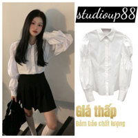 Áo sơ mi trắng nữ dáng rộng tay phồng phong cách mới kiểu Pháp Thiết kế cổ điển Cảm giác