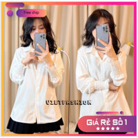 Áo sơ mi Trắng Nữ tay chun - Áo sơ mi trắng nữ tay chun nhún bèo kiểu cách tiểu thư sang chảnh - SVFA07