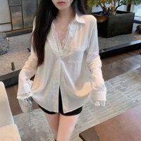 Áo Sơ Mi Trắng Phối Ren - A516