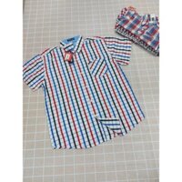 Áo sơ mi trắng sọc đỏ đen đại