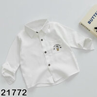 Áo sơ mi trắng tay dài chất linen cho bé trai 9-25kg BigbabyQ2