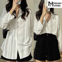 Áo Sơ Mi Trắng Trơn Basic Đa Phong Cách Mặc Cực Xinh MILASU.Store  325