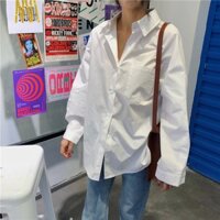 Áo Sơ Mi Trắng Trơn Nam Nữ Basic Form Rộng Hàng Cao Cấp