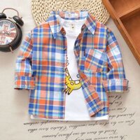 Áo sơ mi trẻ em 1-10 tuổi, áo sơ mi cotton dài tay kẻ sọc, áo sơ mi cotton trơn bé trai, áo khoác cardigan cho bé nhỏ và