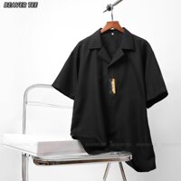 Áo Sơ Mi TRƠN BEAVER Tay Ngắn Cổ Vest Thời Trang Unisex Vải Lụa Chéo