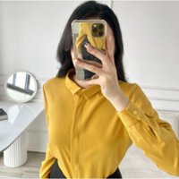Áo sơ mi trơn chất lụa hàn mặc vest đỉnh của chóp