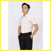 Áo sơ mi trơn cộc tay nam màu trắng chất vải mềm form ôm nhẹ cho nhiều lứa tuổi