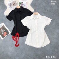Áo sơ mi trơn trắng đen
