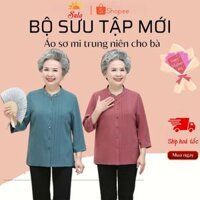 Áo sơ mi trung niên nữ, người già (419+474+538+557+sm thêu ngực), áo sơ mi trung niên SULA