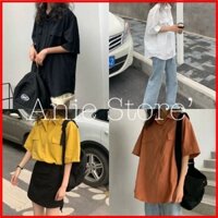 Áo sơ mi túi hộp dáng thụng Unisex Nam Nữ CÁ TÍNH