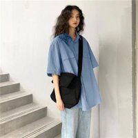 Áo sơ mi túi nắp cộc tay đuôi tôm quốc dân nhiều màu - Xanh