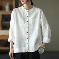 Áo Sơ Mi Vải Lanh Cotton Tay Dài Dáng Rộng Phong Cách Retro HC1 H4477 2022