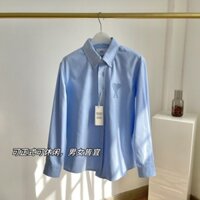 Áo sơ mi vải Oxford thời trang thêu trái tim dài tay áo sơ mi oversized cho nam và nữ