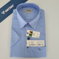 Aó sơ mi Việt Tiến smart casual ngắn tay ,tà ngang mã  6R0441NRY chính hãng ,cao cấp - form suông REGULAR -TÀ NGANG