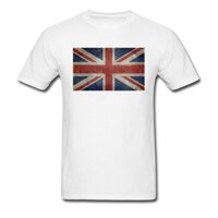 Áo Sơ Mi Vintage retro Union Jack Cờ Mùa Hè Mùa Thu Tay Ngắn Cotton Cổ Tròn Người Lớn Áo Sơ Mi Thường Ngày Áo Nỉ Thời Trang