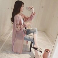 Áo sơ mi voan chống nắng dài tay dành cho nữ mùa hè vừa và dài chống tia cực tím thêu khăn choàng áo khoác siêu mỏng