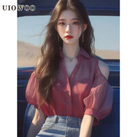 Áo sơ mi voan lệch vai màu đỏ sang trọng nhẹ nhàng cho nữ phong cách cao cấp sang trọng nhẹ nhàng áo sơ mi nữ