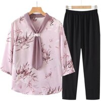 Áo Sơ Mi Voan Phong Cách Mới Áo Thun Phong Cách Mỏng Shop Thời Trang Bộ Đồ Mẹ Người Cao Tuổi Trung Niên] Váy Mùa Hè Nữ Tay Ngắn Bán Chạy [