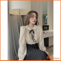 Áo Sơ Mi Voan Tơ Cổ Sen Tay Bồng Mi Ngực - Áo kiểu Tiểu Thư Đẹp