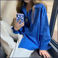 Áo Sơ Mi Xanh Klein Nữ Phiên Bản Hàn Quốc Rời Áo Sơ Mi Xanh Hoàng Gia