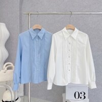 Áo Sơ Mi Xếp Ly Trước MINZ STORE Mã 1102, Thiết Kế Cổ Đức Phong Cách Dạo Phố