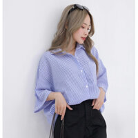 Áo sơ mi xốp tay ngắn vạt ngang kẻ ulzzang thời trang VM Shop SMU00124