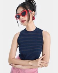 Áo sọc sát nách cổ lọ