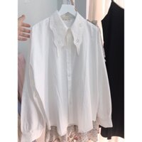 Áo sơm kiểu cổ bèo màu trắng