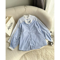 Áo sơmi cổ trụ viền trắng Anna - Mixi Shirt