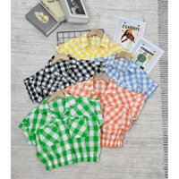 Áo Sơmi Croptop Kẻ Ô Bo Lai Xinh Xắn