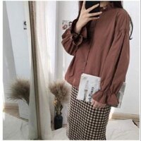 ÁO SƠMI KIỂU TAY, CỔ BÈO NHÚN