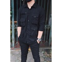 Áo sơmi nam nhiều túi hộp trẻ trung cá tính