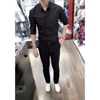Áo sơmi nam tay dài áo theo kiểu Hàn quốc văn phòng đẹp F8888 black color SMT001