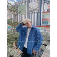 Áo Sơmi nhung gân 2T form rộng Nam nữ Unisex Jaystoree Áo sơmi Khoác ngoài - Blue,S