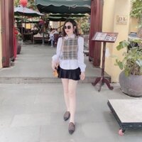 ÁO SƠMI PHỐI DẠ CỔ SEN